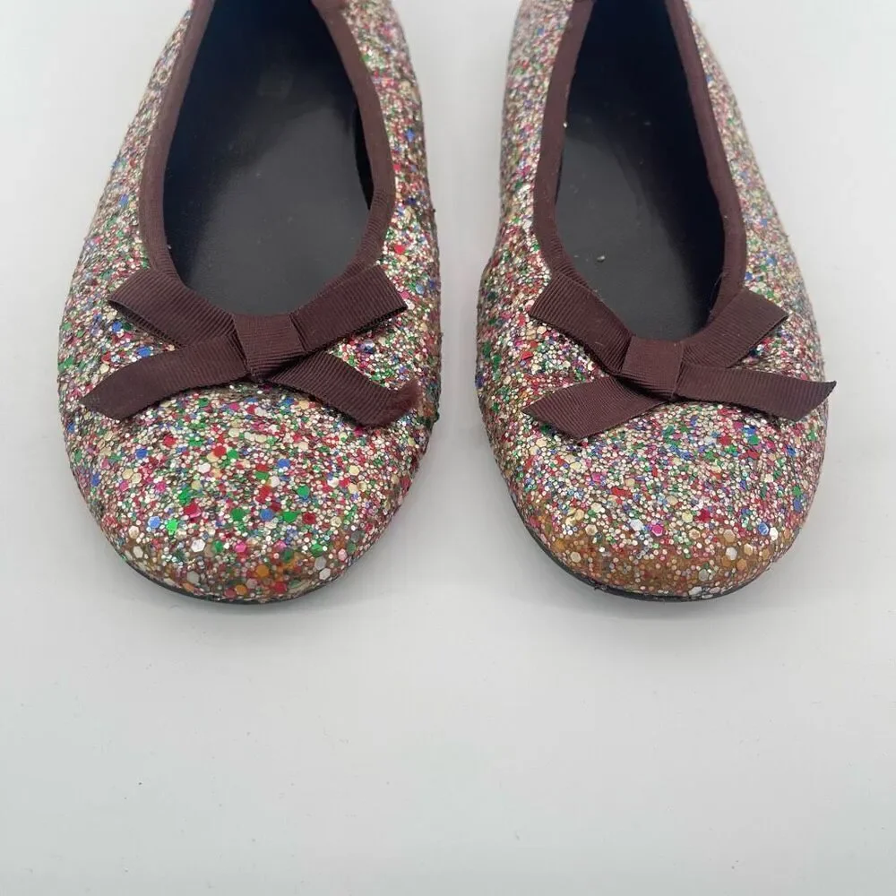 Smart Fit Girls Multicolor Glitter Slip-On Ballet Flats Size 4 Sparkly Shoes